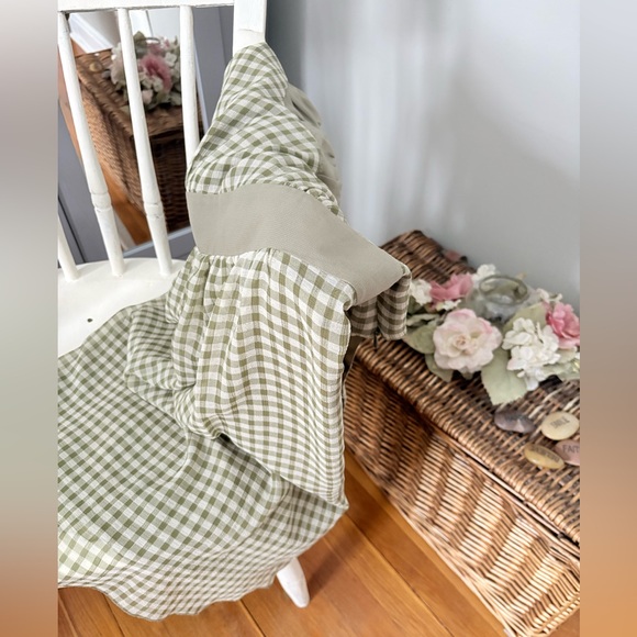 Mac & Jac Green Gingham Cottagecore Dress Ribbon Tie Waist Lined Sundress Sz Med - Picture 9 of 13